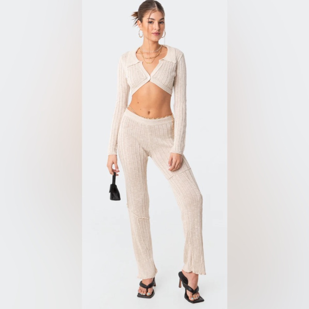 Edikted Beige Harley Knitted Pants NWOT